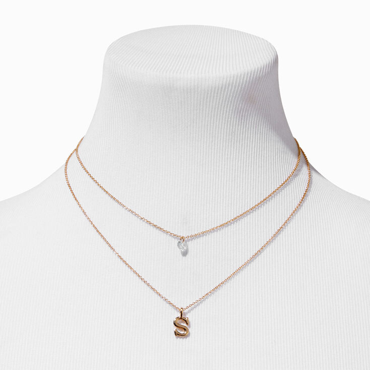 Bridesmaid Multi Strand Initial Pendant Necklace - S,
