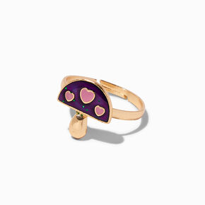 Pink Heart Gold-tone Mushroom Mood Ring,