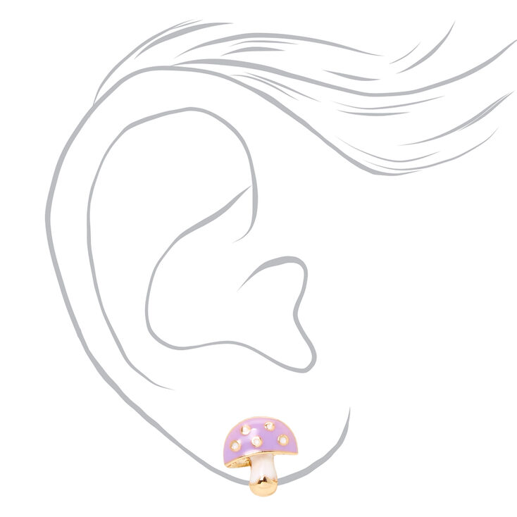 Purple Mushroom Stud Earrings,