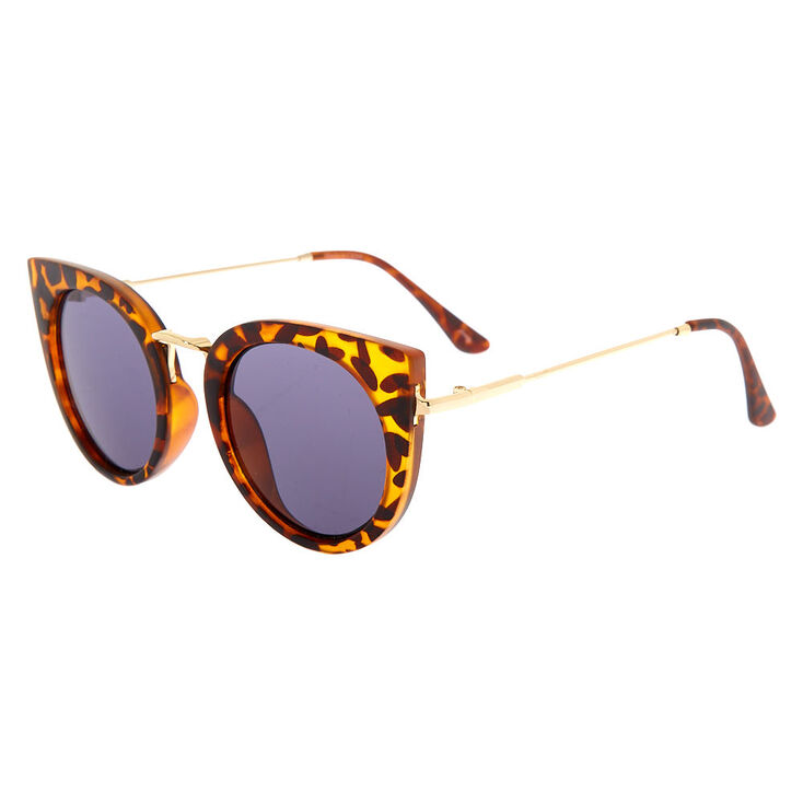 Round Cat Eye Tortoiseshell Sunglasses - Brown,