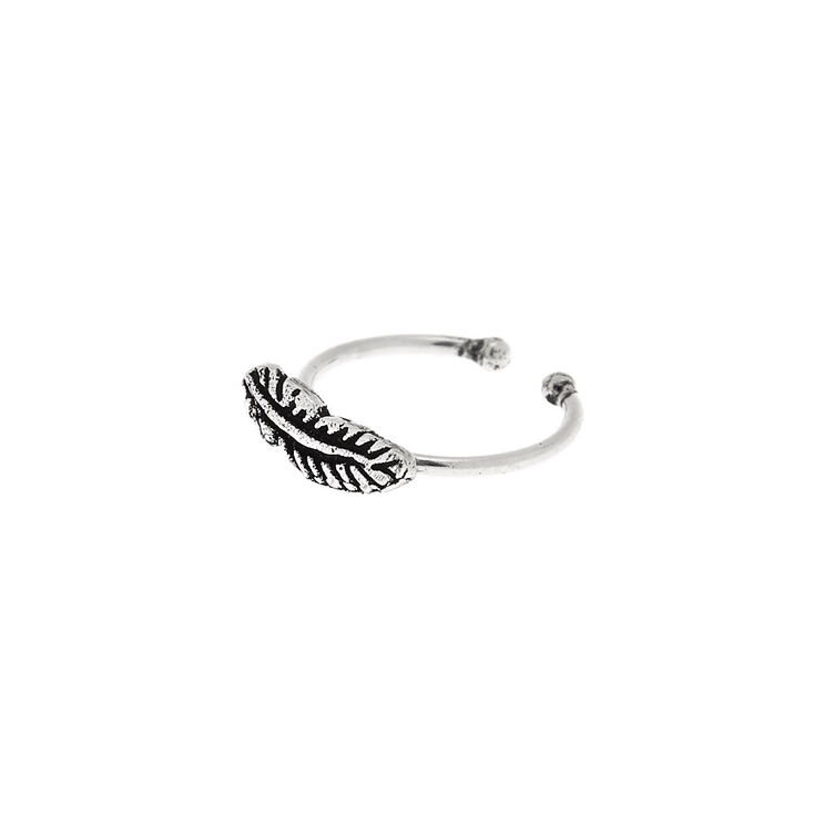 Sterling Silver Leaf Faux Cartilage Hoop Earring,