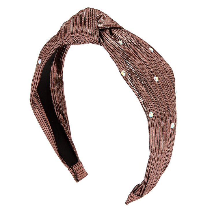 Metallic Twist Stone Headband - Rose Gold,