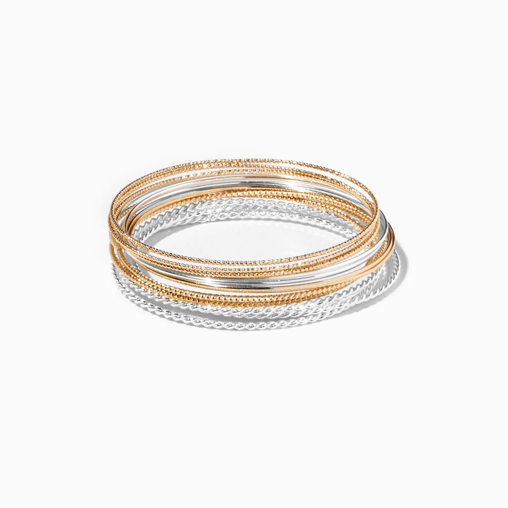 Gold &amp; Silver Bangle Bracelets - 15 Pack,