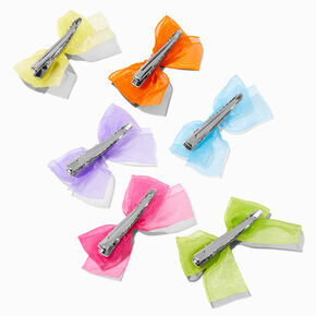Bright Sheer Bow Hair Clips - 6 Pack,