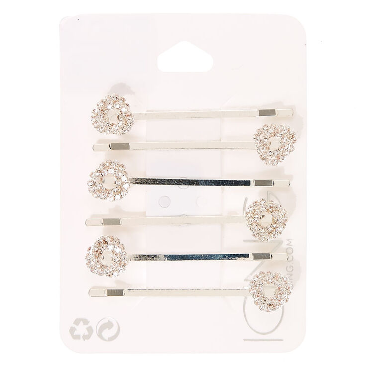 Silver Crystal Knot Bobby Pins,