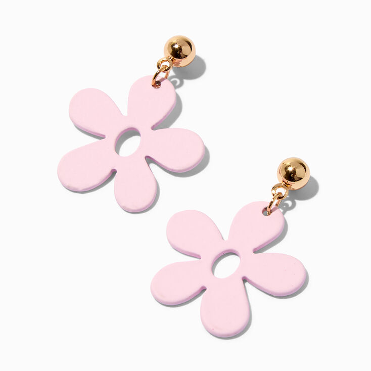 Pink Daisy 1&quot; Drop Earrings,