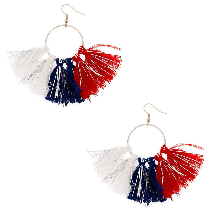 2.5" USA Tassel Drop Earrings,