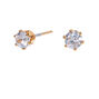18kt Gold Plated Cubic Zirconia Round Stud Earrings - 4MM,