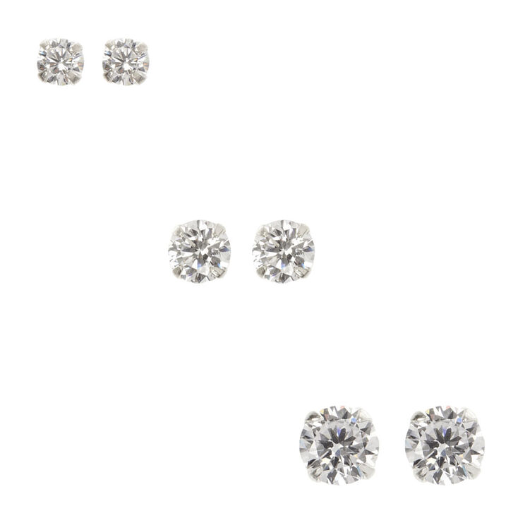 Three Stars With CZ Stud Earring in Sterling Silver