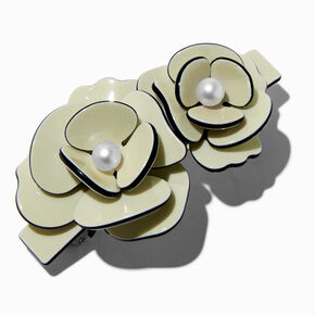 Ivory Roses Pearl Embellished Hair Clip,