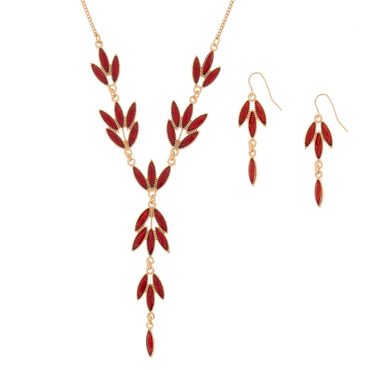 Gold Vine Jewelry Set - Red, 2 Pack,
