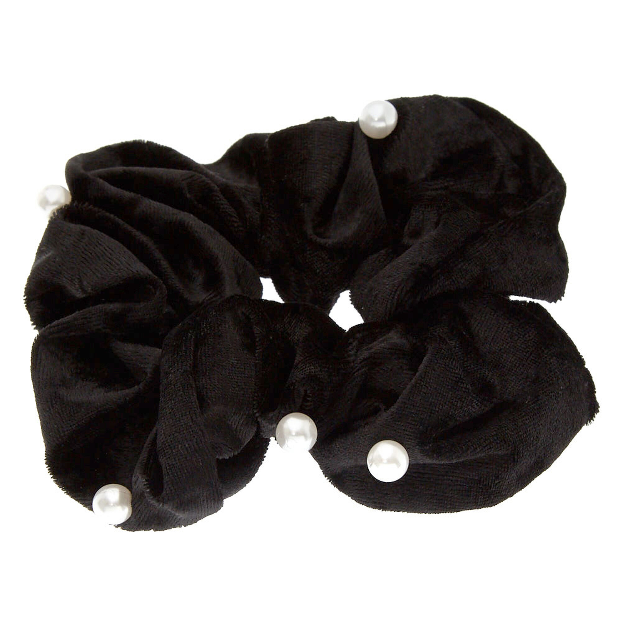Large Black Velvet Pearl Hair Scrunchie