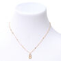 Gold Half Stone Initial Pendant Necklace - B,