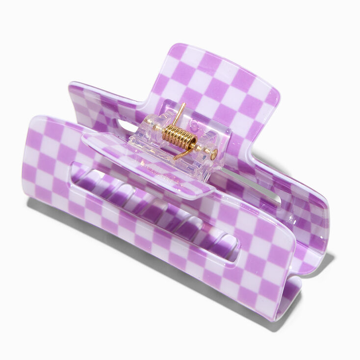 Lilac Checkered Medium Hair Claw,