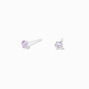 Sterling Silver Cubic Zirconia 4MM Lavender Stud Earrings,