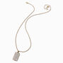 Gold-tone Crystal Dog Tag Pendant Necklace,