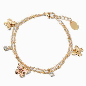 Gold Filigree Butterfly Multi-Strand Bracelet,
