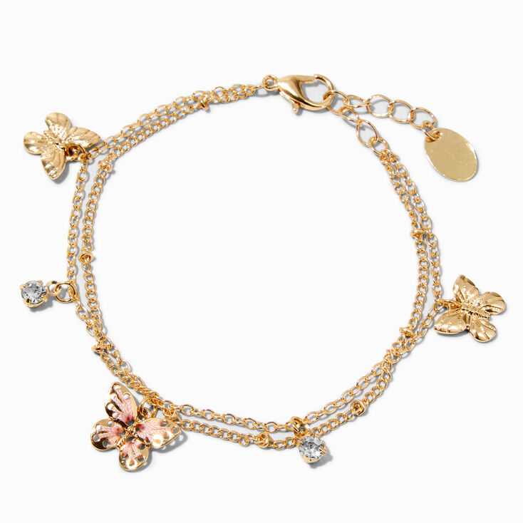 Gold Filigree Butterfly Multi-Strand Bracelet,