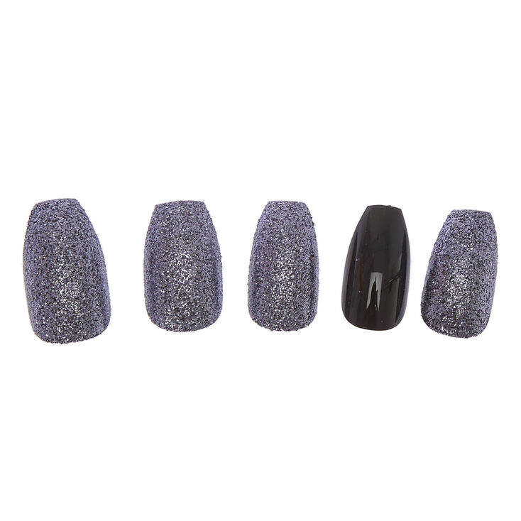 Black Glitter Instant Nails,