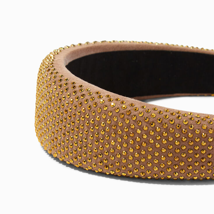 Embellished Puffy Headband - Brown,