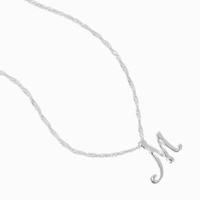 Silver Large Script Initial Pendant Necklace - M,