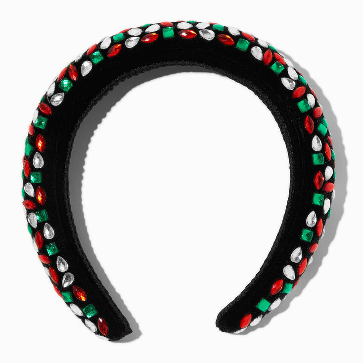 Christmas Gemstone Black Velvet Headband,