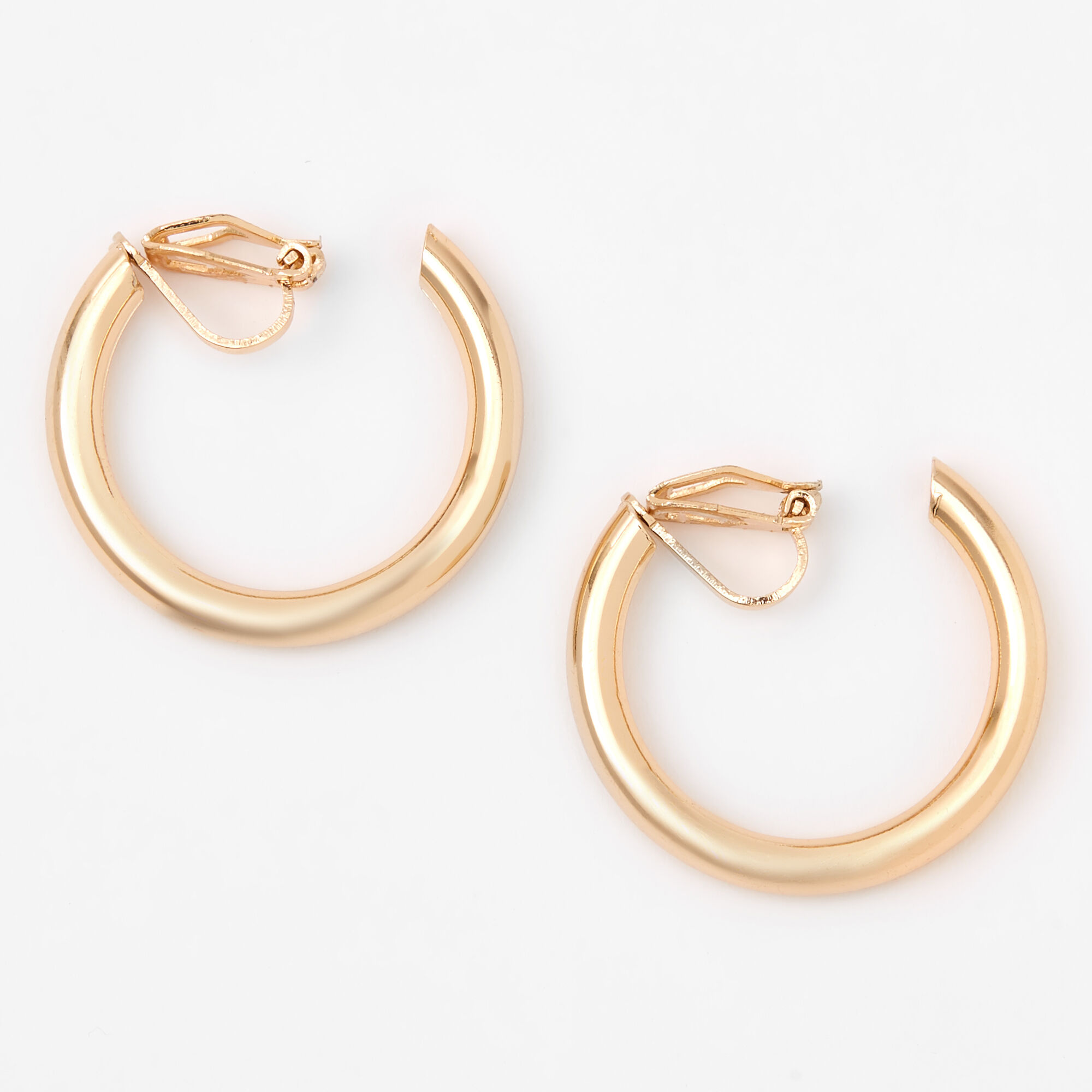 Gold hoop clip on earrings 2025