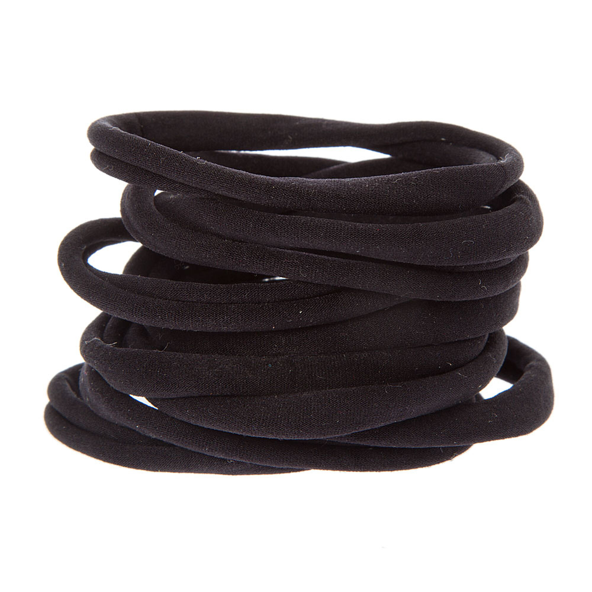Rolled Hair Ties - Black, 10 Pack
