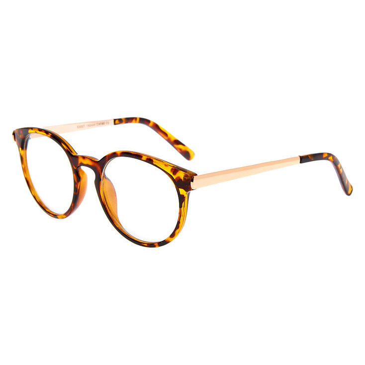 Rose Gold Tortoiseshell Round Clear Lens Frames,