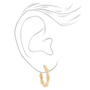 Gold Twisted Braid 20MM Hoop Earrings,