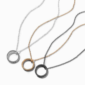 Best Friends Mixed Metal Ring Pendant Necklaces - 3 Pack,