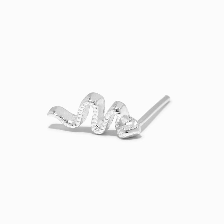 Sterling Silver Skinny Snake Nose Stud,