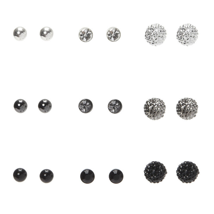 Mixed Metal Fireball Stud Earrings - 9 Pack,