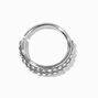 Silver 20G Double Row Crystal Nose Ring,