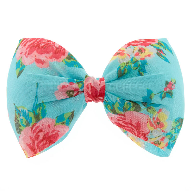 Floral Mint Bow Hair Clip,