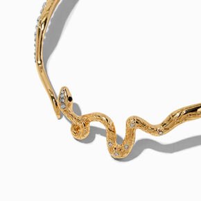 Gold-tone Embellished Snake Rigid Choker Necklace ,