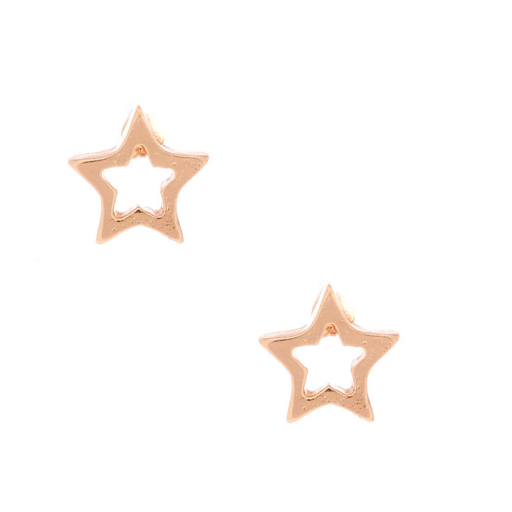 18kt Rose Gold Plated Star Stud Earrings,