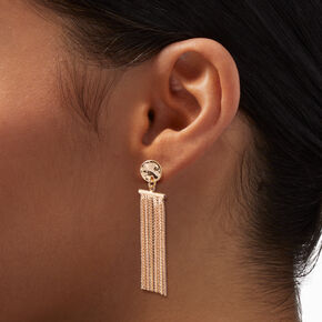 Gold-tone Fringe 2&quot; Drop Earrings,