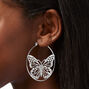 Silver-tone Filigree Butterfly 50MM Hoop Earrings,
