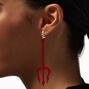 Red Devil Pitchfork 3&quot; Clip-On Drop Earrings ,