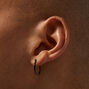 Icing Select Black Titanium Cubic Zirconia 5MM Round Stud &amp; 14MM Hoop Earrings,