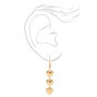 Gold Heart Trio 1.5&quot; Linear Drop Earrings,