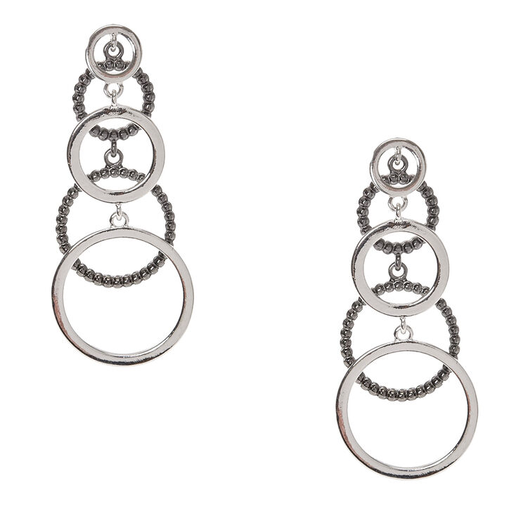 Mixed Metal Layered Circles Drop Earrings,