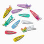 Holographic Rainbow Butterfly Snap Hair Clips - 12 Pack,