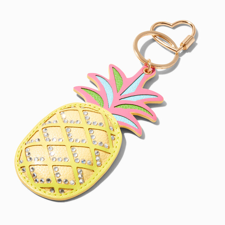 Bedazzled Pineapple Faux Leather Keychain,