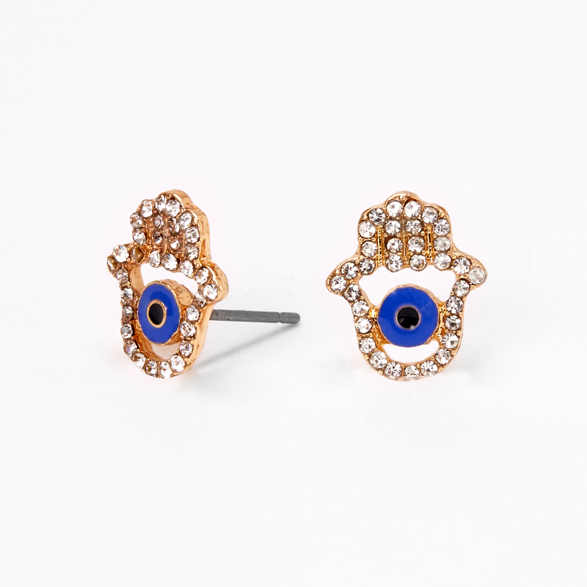 Gold Hamsa Hand Crystal Connector Stud Earrings  Icing US