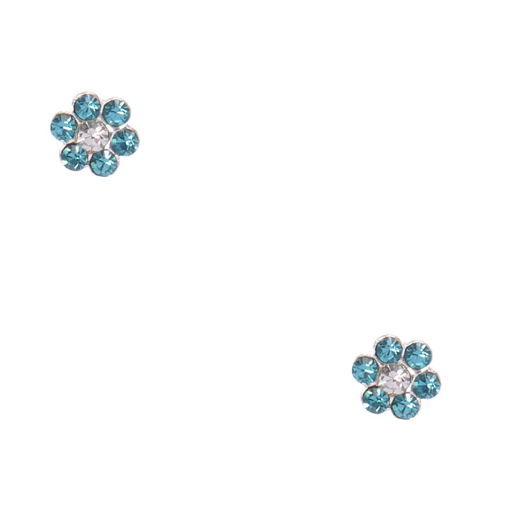 Sterling Silver Blue Zircon Flower Earrings,