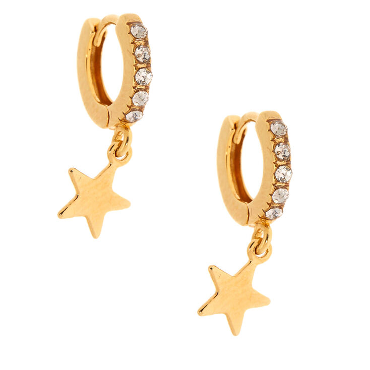 18kt Gold Plated Star Huggie Hoop Earrings,