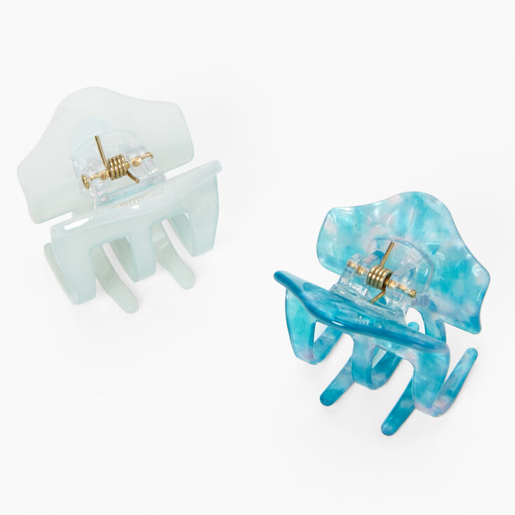 Small Aqua Frost &amp; Mottled Hair Claws - 2 Pack,