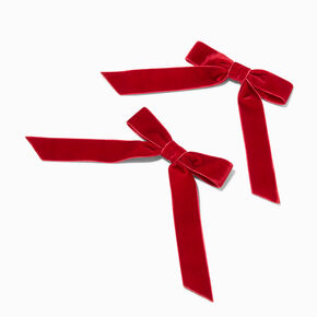 Red Velvet Hair Bow Clips - 2 Pack,